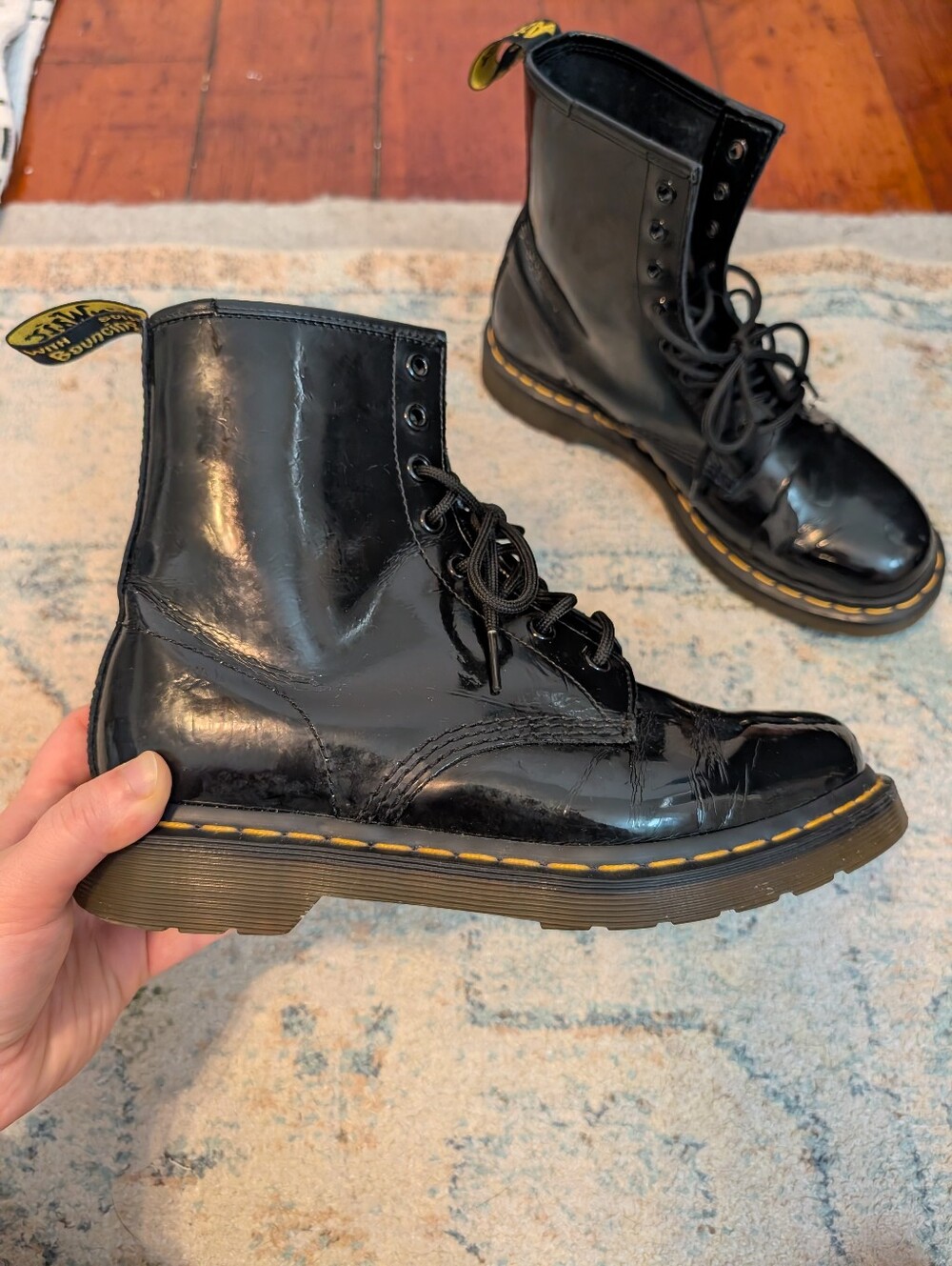 Dr. Martens Black Patent Leather 1460 W Boots | US Women 9 / UK 7